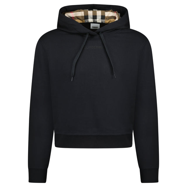 Burberry 'Talley' Embroidery Logo Check Hooded Sweatshirt Black