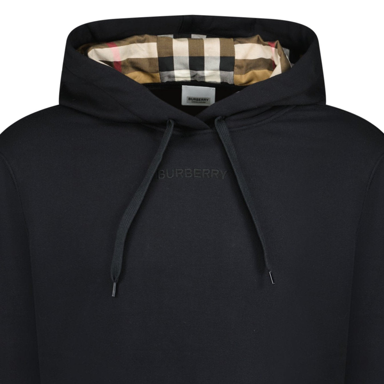 Burberry Talley Embroidery Logo Check Hooded Sweatshirt Black Outlet Sale Always Under Retail Boinclo