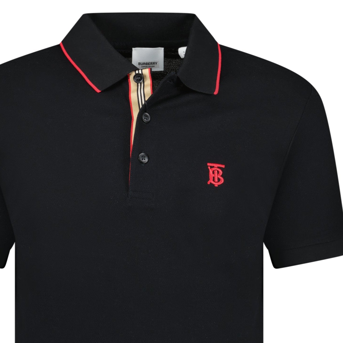 トップス BURBERRY black polo shirts swag archive Check Trim Cotton Polo Shirt in Black - Men | Burberry® Official