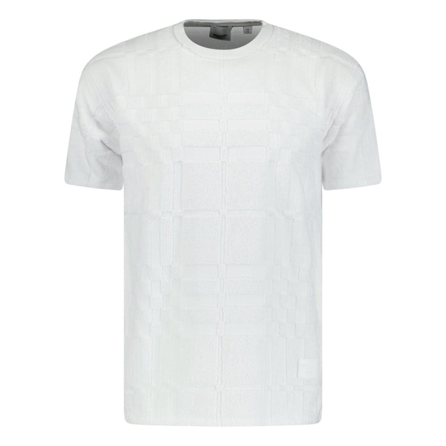 Burberry 'Willesden' Check Knit Cotton Terry T-Shirt White - Boinclo ltd - Outlet Sale Under Retail