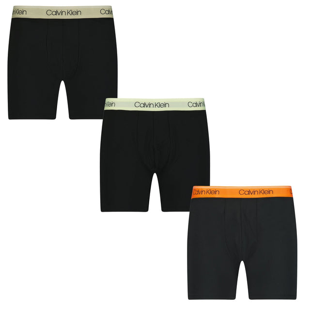 Calvin Klein Microfiber Stretch Boxers Black & Coloured Branding (3 Pack) - Boinclo ltd - Outlet Sale Under Retail