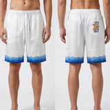Casablanca Atlantis Oranges Drawstring Silk Shorts in White - Boinclo - Outlet Sale Under Retail