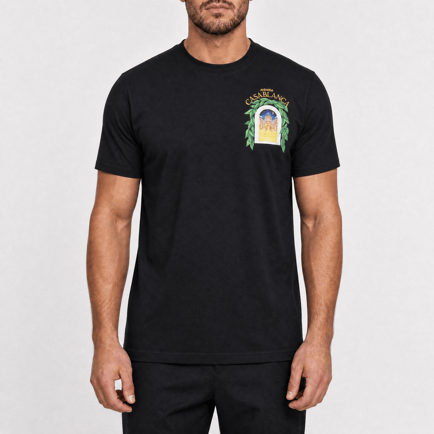 Casablanca Avenida Short Sleeve T-Shirt in Black - Boinclo - Outlet Sale Under Retail