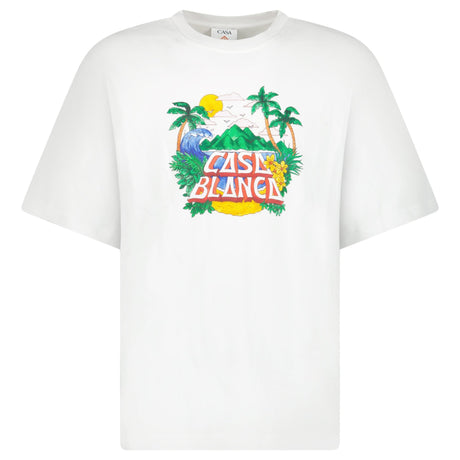 Casablanca "Casa Beach Wave" Printed T-Shirt in White - Boinclo - Outlet Sale Under Retail