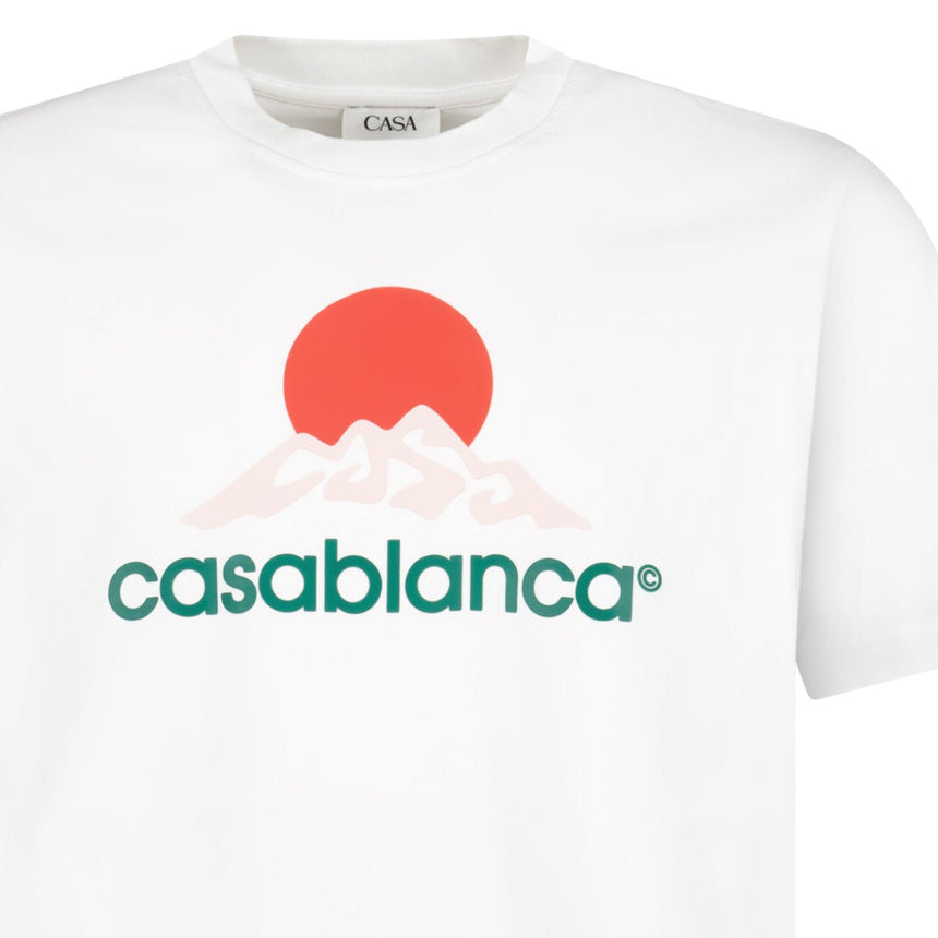 Casablanca 'Casa Montagne' Printed T-Shirt in White - Boinclo - Outlet Sale Under Retail