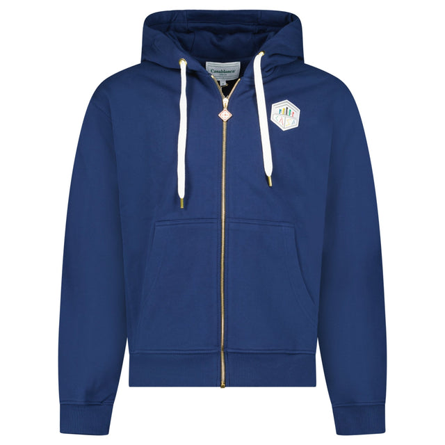 Casablanca Casa Temple Zip Hoodie in Navy - Boinclo - Outlet Sale Under Retail