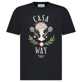 Casablanca "Casa Way" Rose Vase Printed T-Shirt in Black - Boinclo - Outlet Sale Under Retail