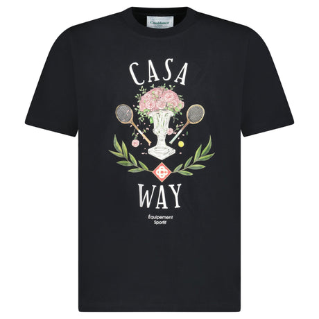 Casablanca "Casa Way" Rose Vase Printed T-Shirt in Black - Boinclo - Outlet Sale Under Retail