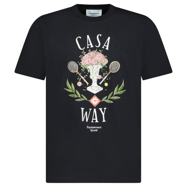 Casablanca "Casa Way" Rose Vase Printed T-Shirt in Black - Boinclo - Outlet Sale Under Retail