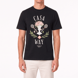 Casablanca "Casa Way" Rose Vase Printed T-Shirt in Black - Boinclo - Outlet Sale Under Retail