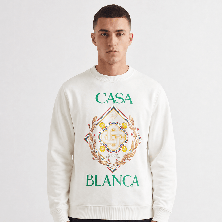 Casablanca Championship Diamond Printed Sweatshirt in Ivory - Boinclo - Outlet Sale Under Retail