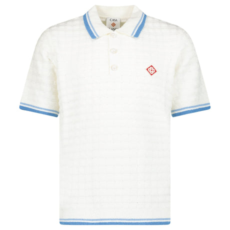 Casablanca Cotton-Blend Bouclé Waffle-Knit Polo Shirt in White - Boinclo - Outlet Sale Under Retail