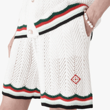 Casablanca Cotton Chevron Crochet Shorts in White - Boinclo - Outlet Sale Under Retail