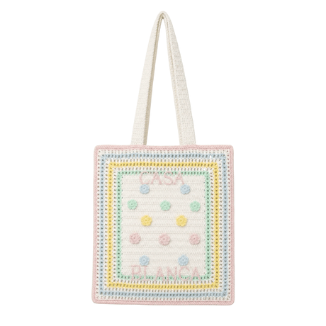 Casablanca Cotton Crochet Knit Kawaii Tote Bag in White - Boinclo - Outlet Sale Under Retail