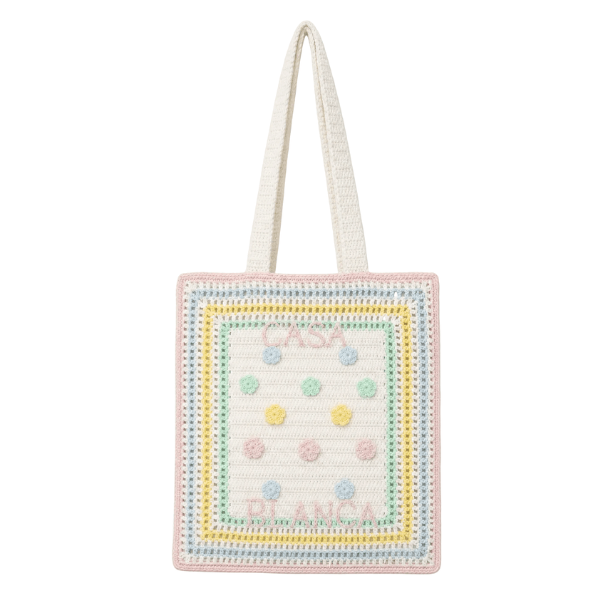 Casablanca Cotton Crochet Knit Kawaii Tote Bag in White - Boinclo - Outlet Sale Under Retail