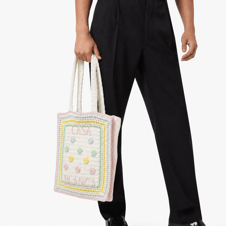 Casablanca Cotton Crochet Knit Kawaii Tote Bag in White - Boinclo - Outlet Sale Under Retail