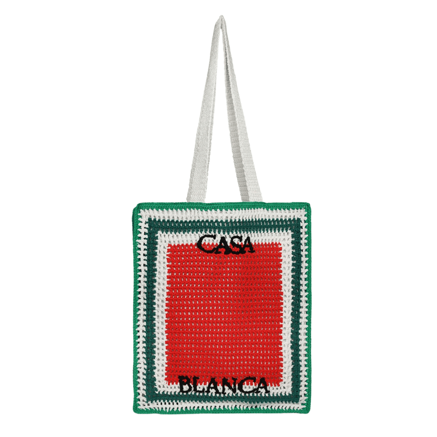 Casablanca Cotton Crochet Knit Tote Bag in Red and Green - Boinclo - Outlet Sale Under Retail