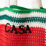 Casablanca Cotton Crochet Knit Tote Bag in Red and Green - Boinclo - Outlet Sale Under Retail