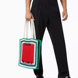 Casablanca Cotton Crochet Knit Tote Bag in Red and Green - Boinclo - Outlet Sale Under Retail
