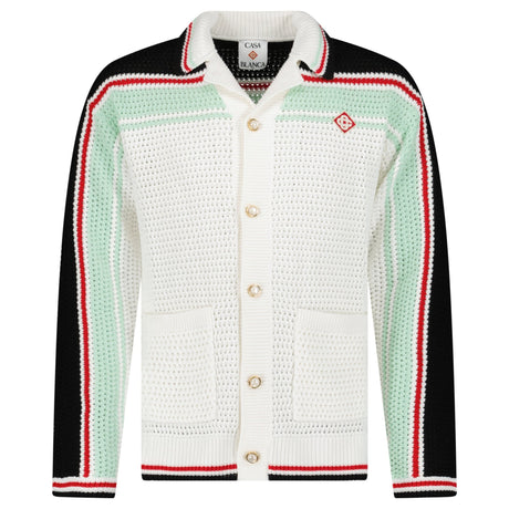 Casablanca Cotton Tennis Crochet Shacket in White / Multicolour - Boinclo - Outlet Sale Under Retail
