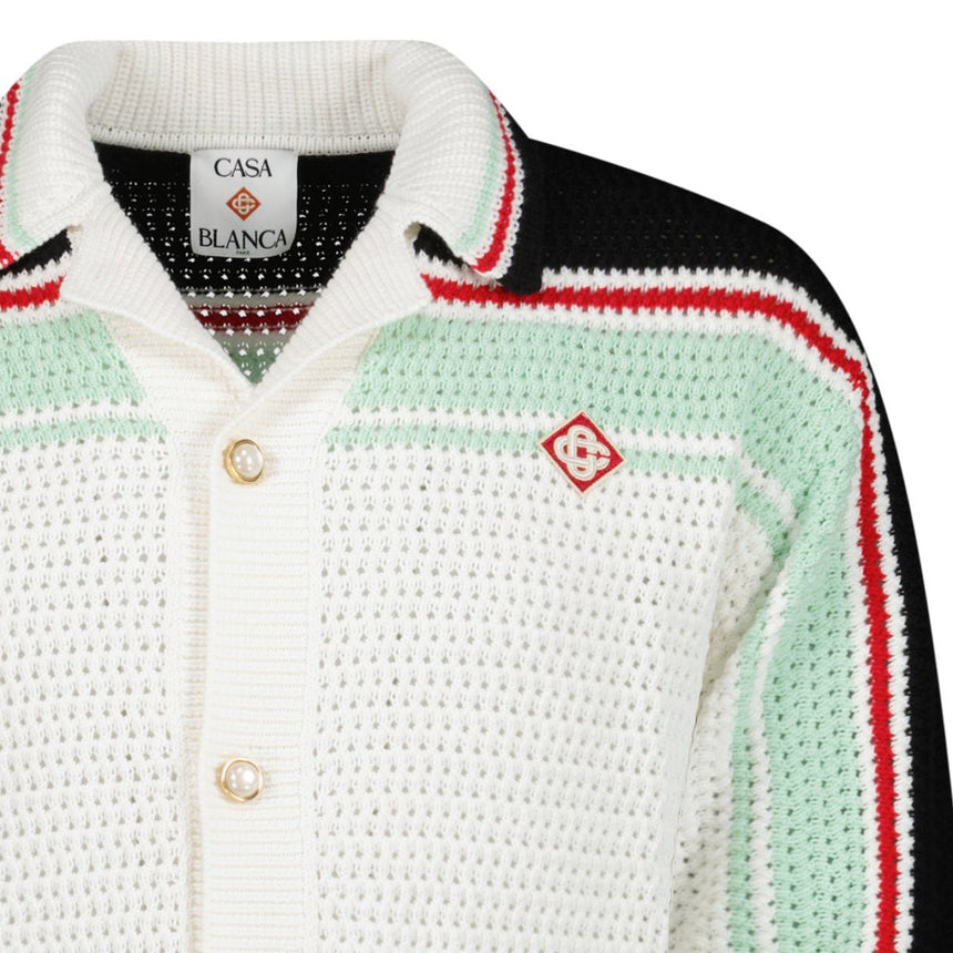 Casablanca Cotton Tennis Crochet Shacket in White / Multicolour - Boinclo - Outlet Sale Under Retail