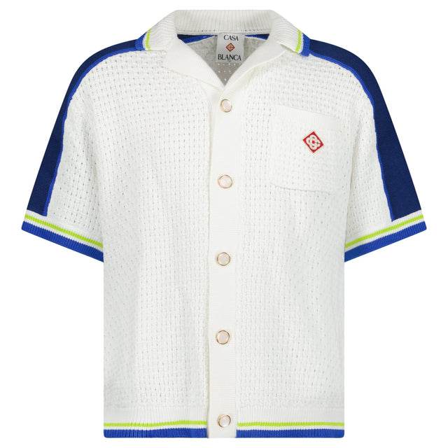 Casablanca Crochet Shirt in White and Blue - Boinclo - Outlet Sale Under Retail