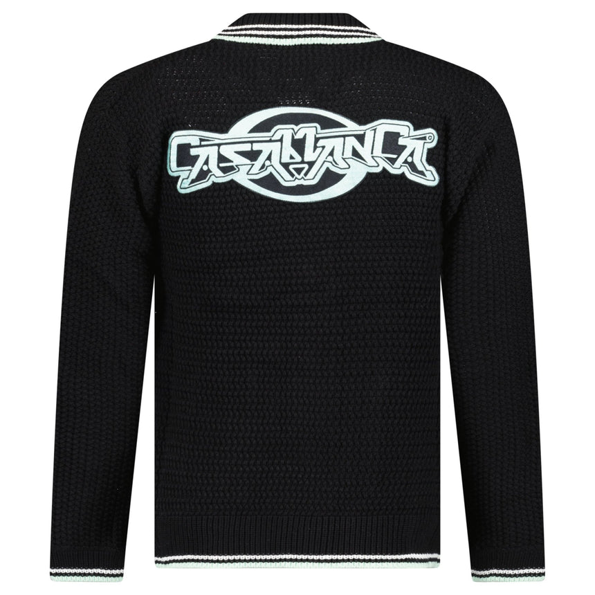 Casablanca Embroidered Faux Crochet Long Sleeve Shirt in Black - Boinclo - Outlet Sale Under Retail