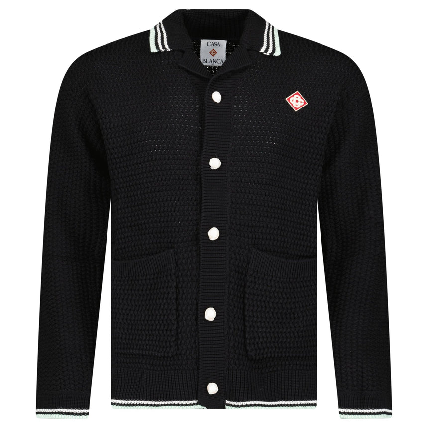 Casablanca Embroidered Faux Crochet Long Sleeve Shirt in Black - Boinclo - Outlet Sale Under Retail