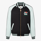 Casablanca Embroidered Satin Bomber Jacket in Mint and Black - Boinclo - Outlet Sale Under Retail