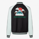 Casablanca Embroidered Satin Bomber Jacket in Mint and Black - Boinclo - Outlet Sale Under Retail