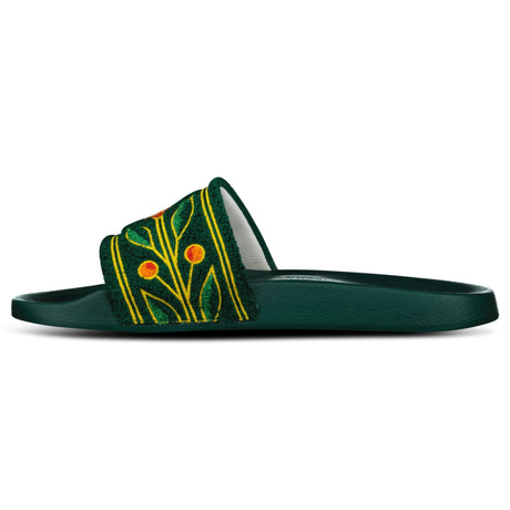 Casablanca Embroidered Terry Sliders in Green - Boinclo - Outlet Sale Under Retail