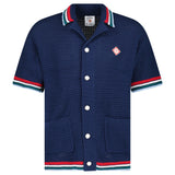 Casablanca Gothic Short Sleeve Crochet Shirt in Navy - Boinclo - Outlet Sale Under Retail