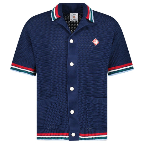 Casablanca Gothic Short Sleeve Crochet Shirt in Navy - Boinclo - Outlet Sale Under Retail