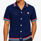 Casablanca Gothic Short Sleeve Crochet Shirt in Navy - Boinclo - Outlet Sale Under Retail
