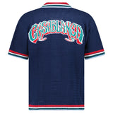 Casablanca Gothic Short Sleeve Crochet Shirt in Navy - Boinclo - Outlet Sale Under Retail