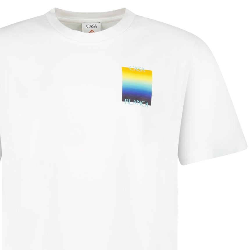Casablanca Gradient Square Logo Short Sleeve T‑Shirt in White - Boinclo - Outlet Sale Under Retail