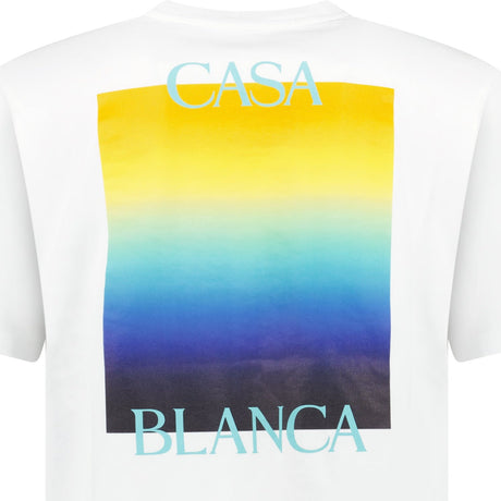 Casablanca Gradient Square Logo Short Sleeve T‑Shirt in White - Boinclo - Outlet Sale Under Retail