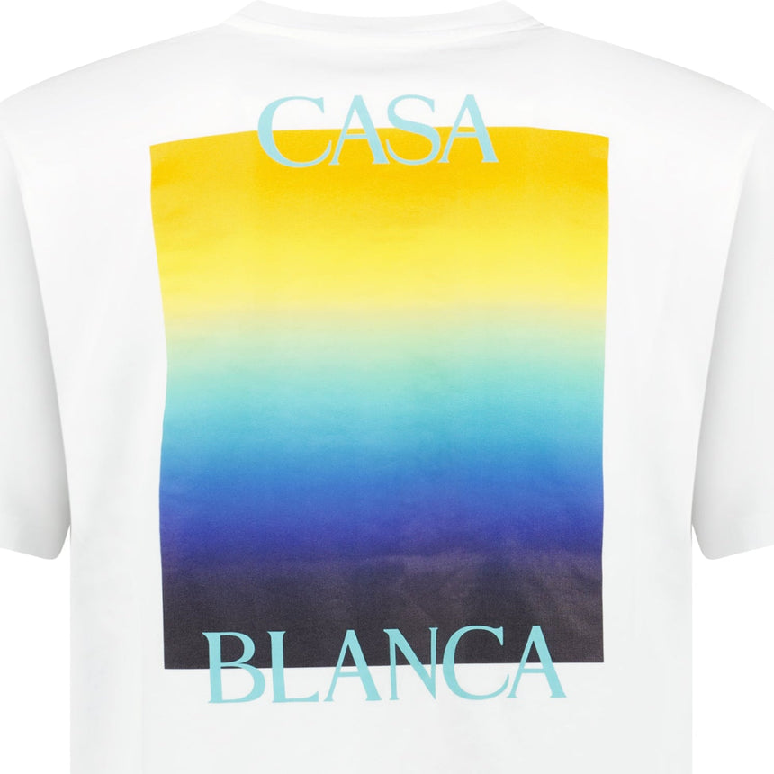 Casablanca Gradient Square Logo Short Sleeve T‑Shirt in White - Boinclo - Outlet Sale Under Retail