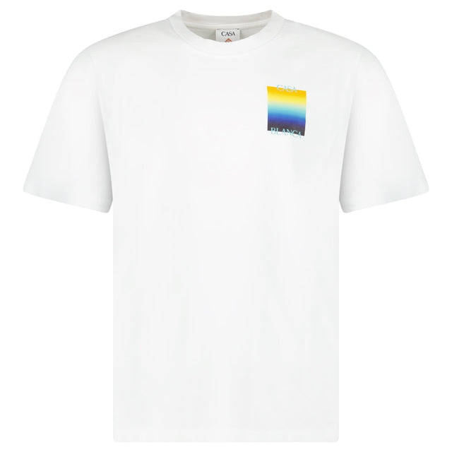 Casablanca Gradient Square Logo Short Sleeve T‑Shirt in White - Boinclo - Outlet Sale Under Retail