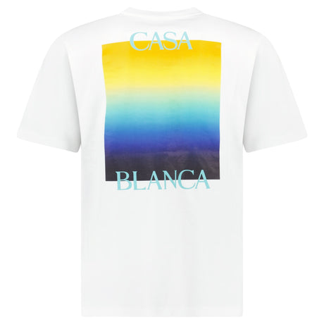 Casablanca Gradient Square Logo Short Sleeve T‑Shirt in White - Boinclo - Outlet Sale Under Retail
