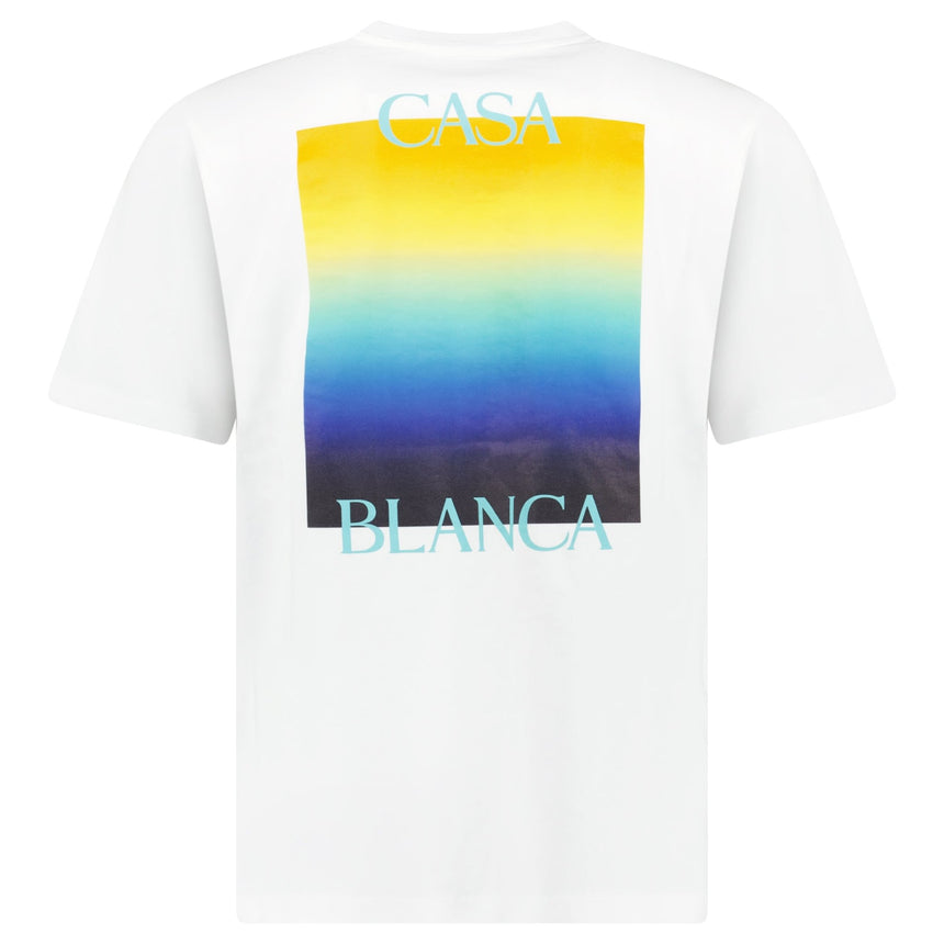 Casablanca Gradient Square Logo Short Sleeve T‑Shirt in White - Boinclo - Outlet Sale Under Retail