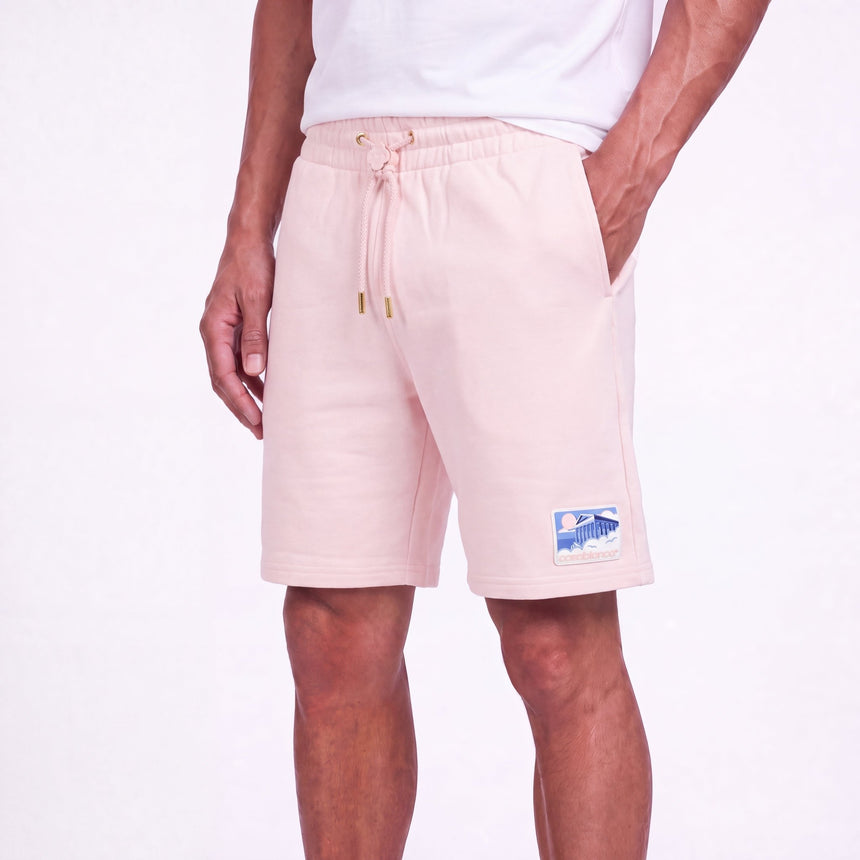 Casablanca "Greek Temple" Rubber Patch Sweatshorts in Pink - Boinclo - Outlet Sale Under Retail