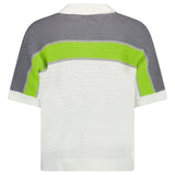 Casablanca Green and White Tennis Stripe Crochet Short Sleeve Shirt - Boinclo - Outlet Sale Under Retail