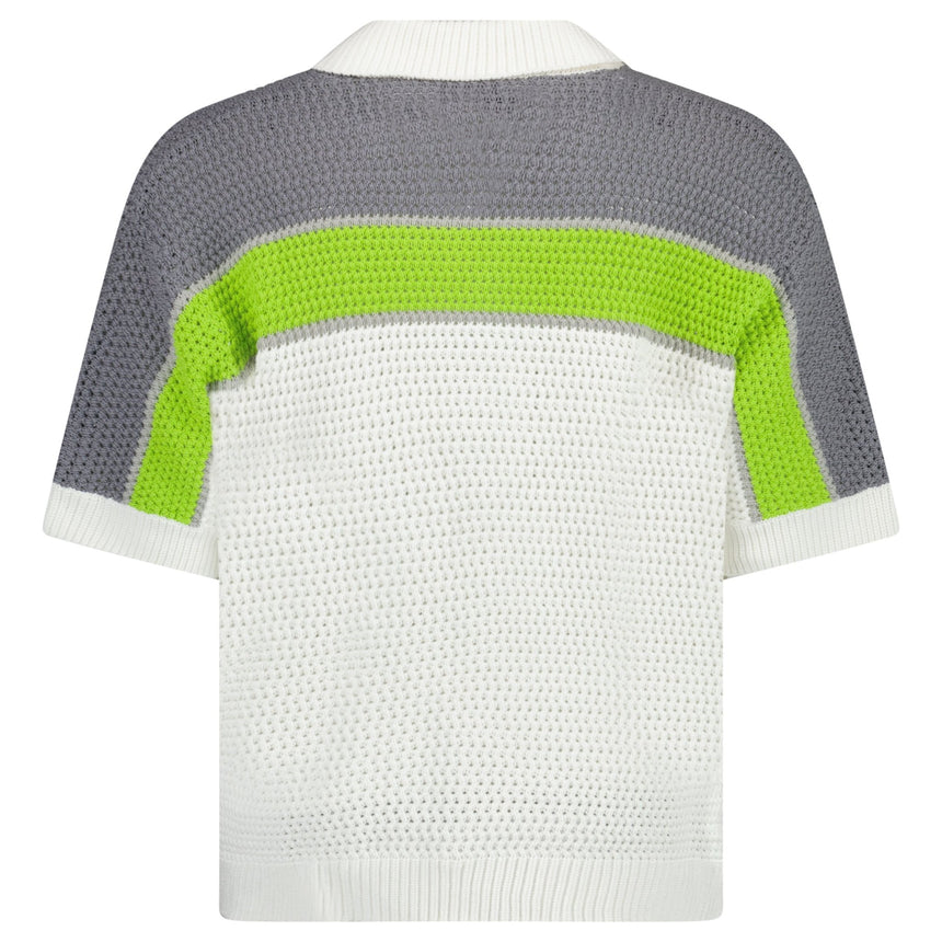 Casablanca Green and White Tennis Stripe Crochet Short Sleeve Shirt - Boinclo - Outlet Sale Under Retail