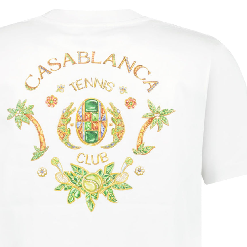 Casablanca Joyaux D'Afrique Tennis Club Printed T-Shirt in White - Boinclo - Outlet Sale Under Retail