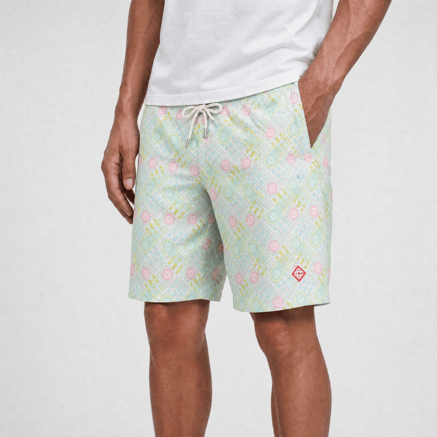 Casablanca "Le Jeu" Interlocking Monogram Swim Shorts in Pastel Multi - Boinclo - Outlet Sale Under Retail