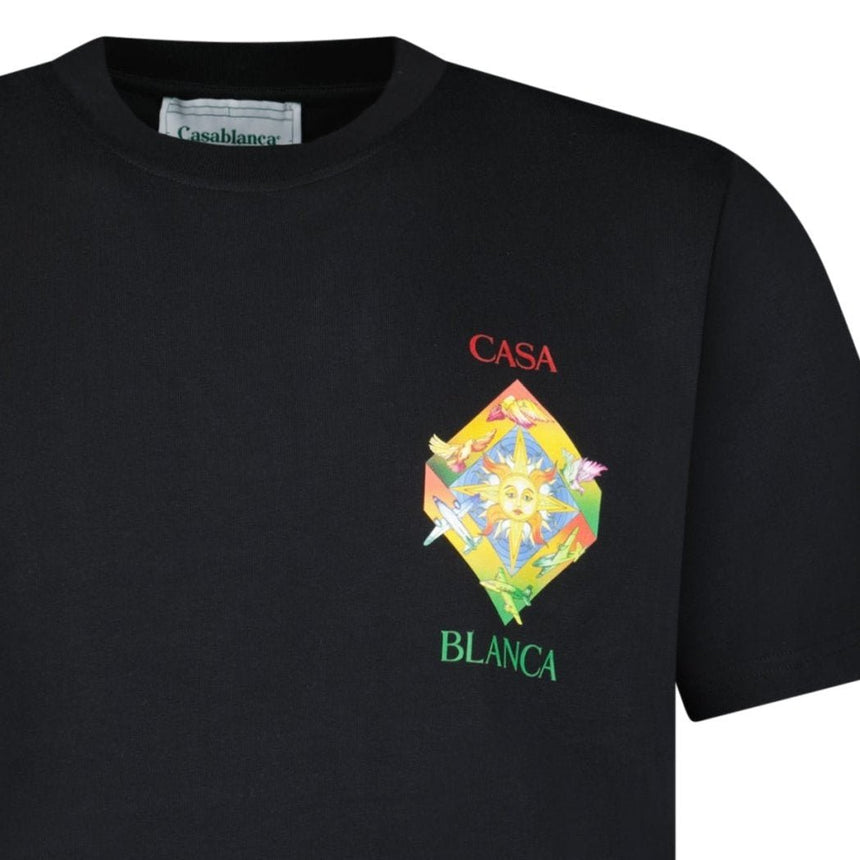 Casablanca Les Éléments Printed Cotton T-Shirt in Black - Boinclo - Outlet Sale Under Retail