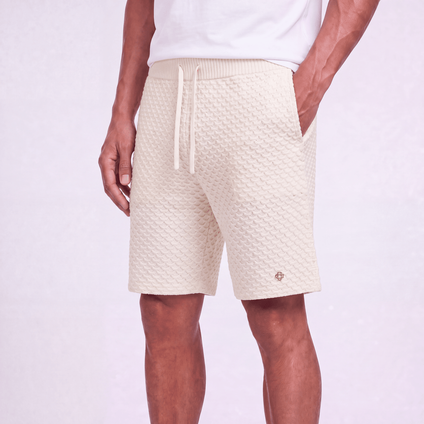 Casablanca Logo Textured Cotton-Blend Shorts in Light Beige - Boinclo - Outlet Sale Under Retail
