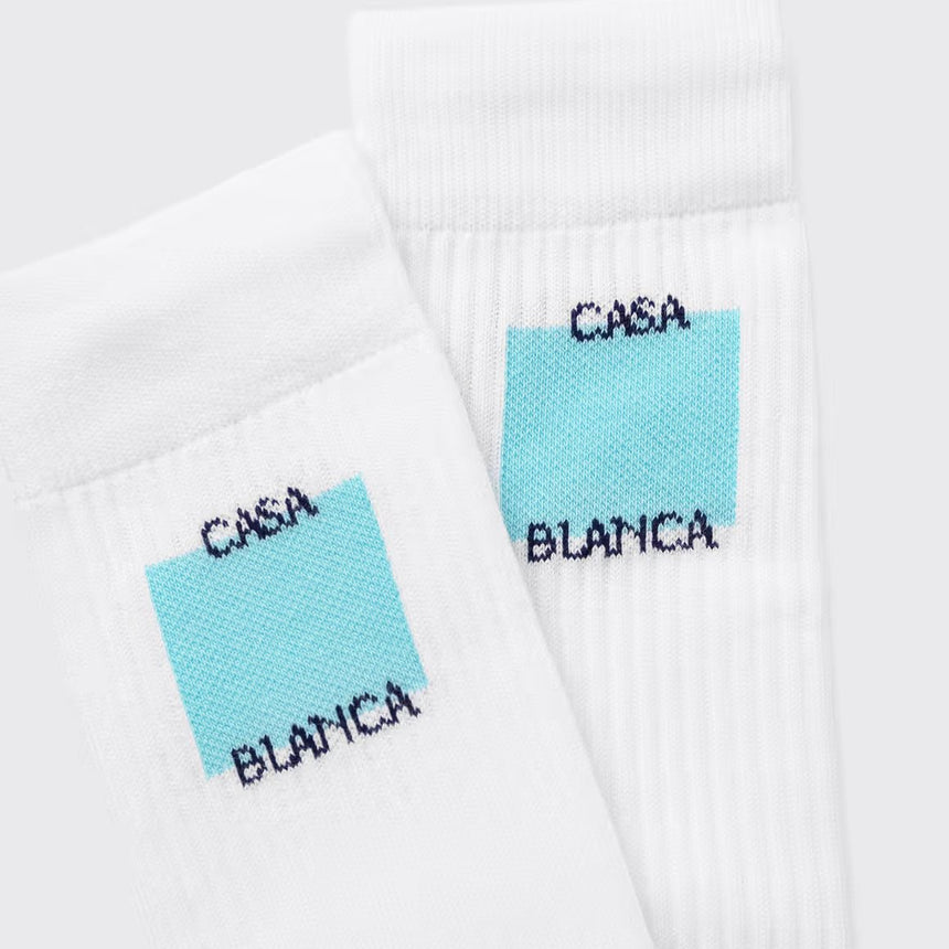 Casablanca Mid Calf Ribbed Sport Sock in White - Boinclo - Outlet Sale Under Retail