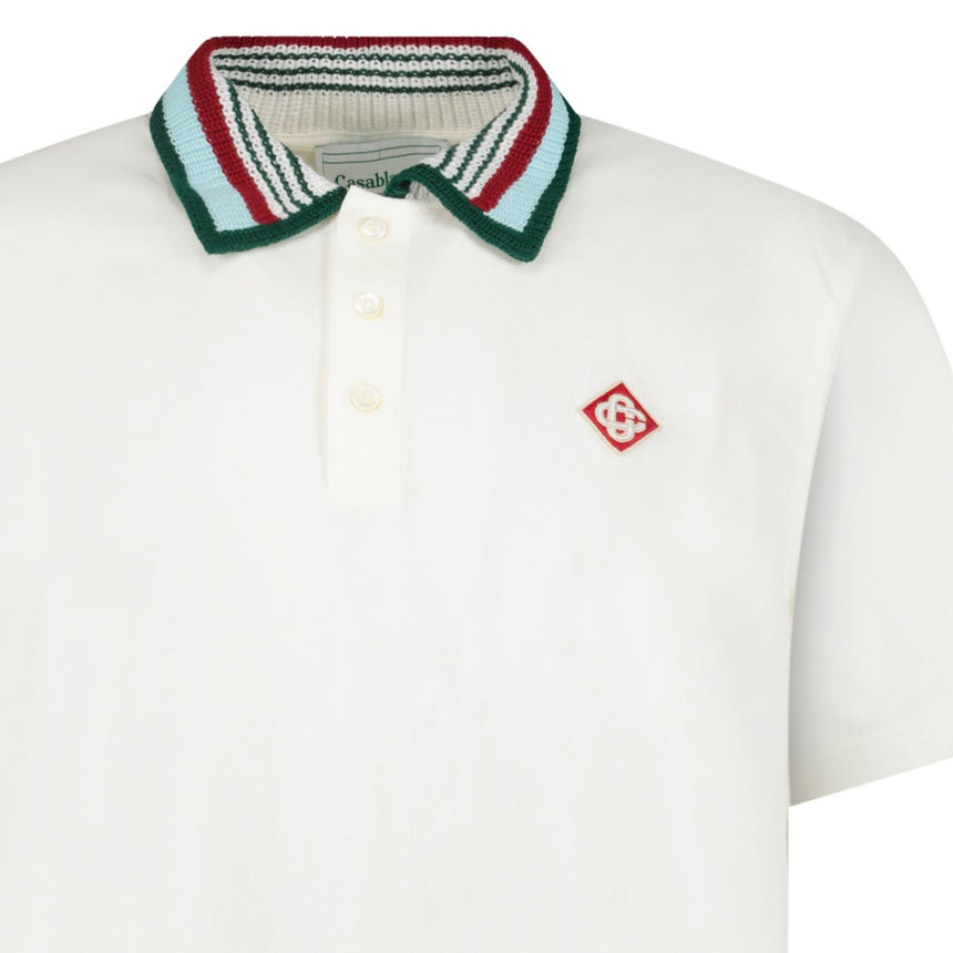 Casablanca Mint Stripe Knit Collar Classic Polo in Ivory - Boinclo - Outlet Sale Under Retail